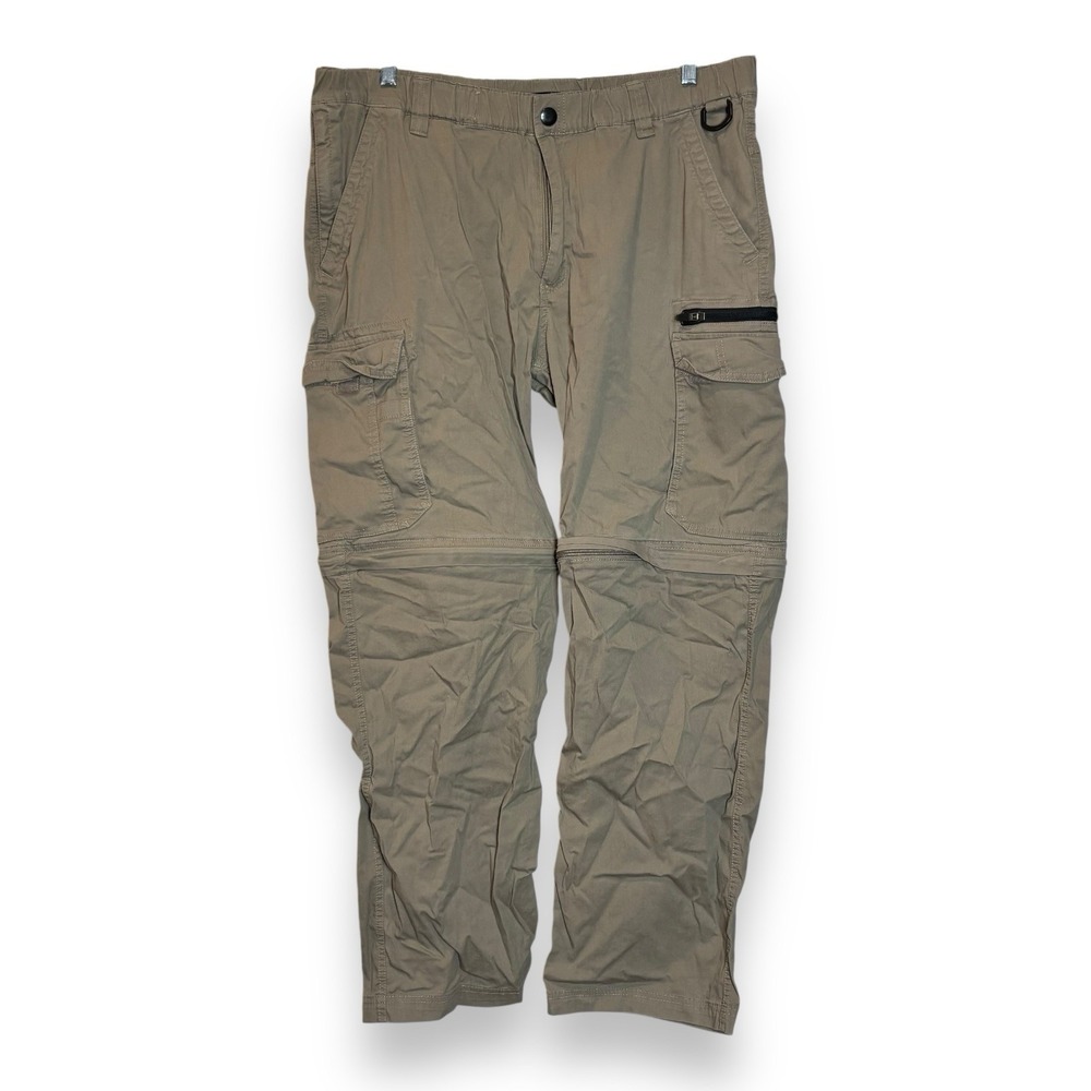 BC Clothing Men's Convertible Stretch Cargo Hiking Pants/Shorts XXL Zip Off Tan